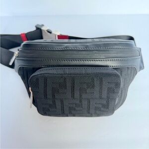 Fendi Black Belt Bag with Red Accent